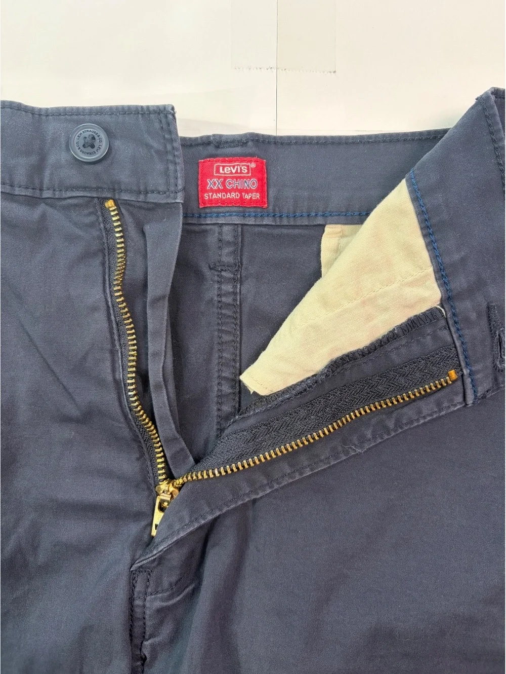 Levi's XX Chino Men's 36 Navy 9in Standard Taper Fit Stretch Twill Preppy Shorts